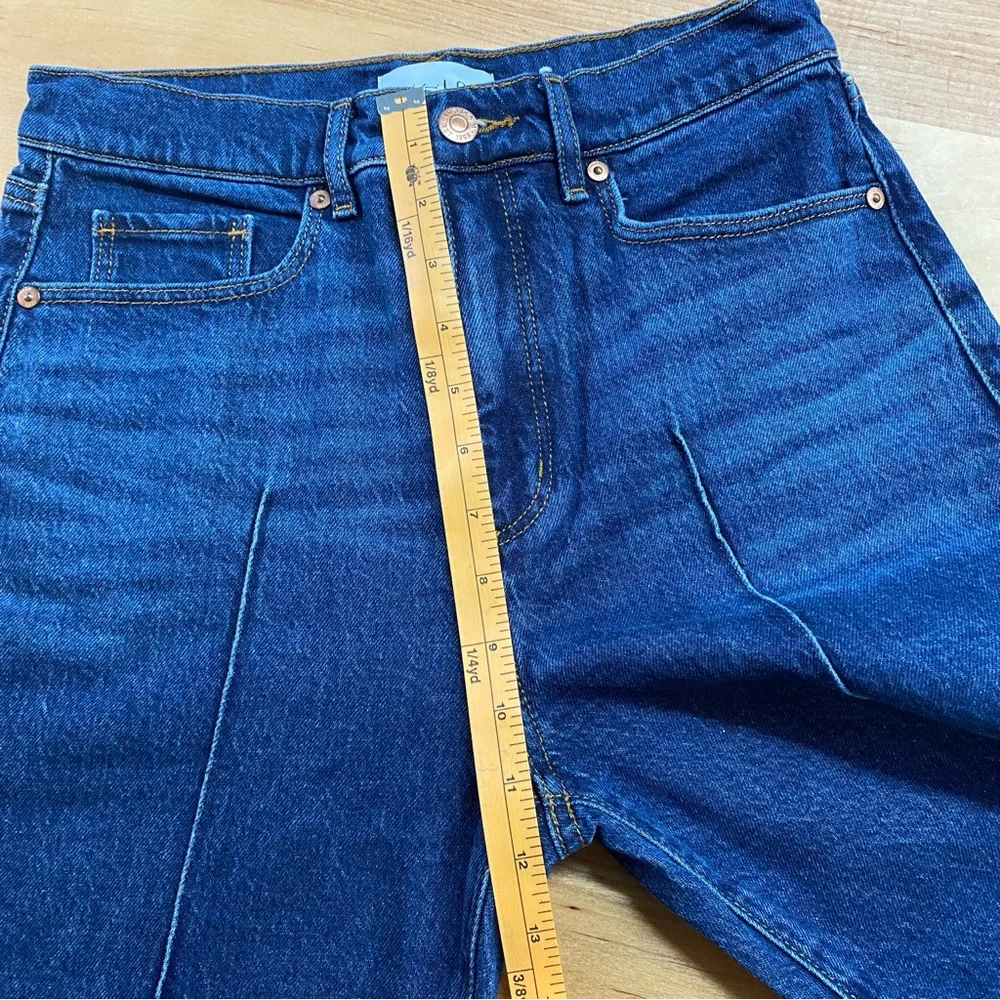 LOFT Pintucked High Rise Straight Jeans in Refined Dark Indigo Wash - Picture 5 of 11